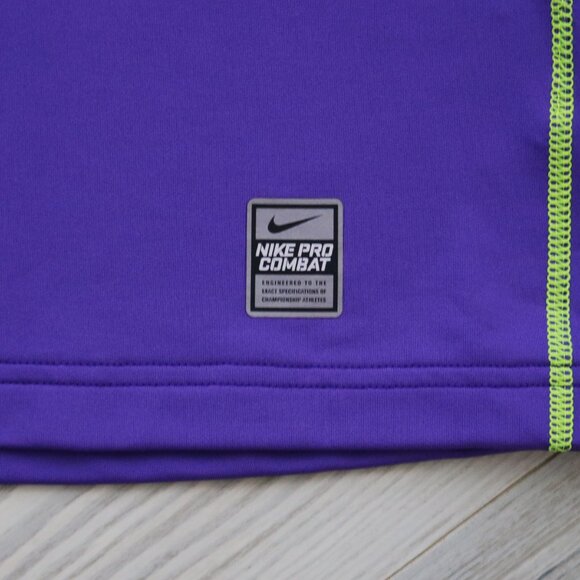 NIKE Men's 2XL Purple Neon HYPERWARM Pro Combat Compression Shirt Dri-Fit Fitted - Picture 5 of 8